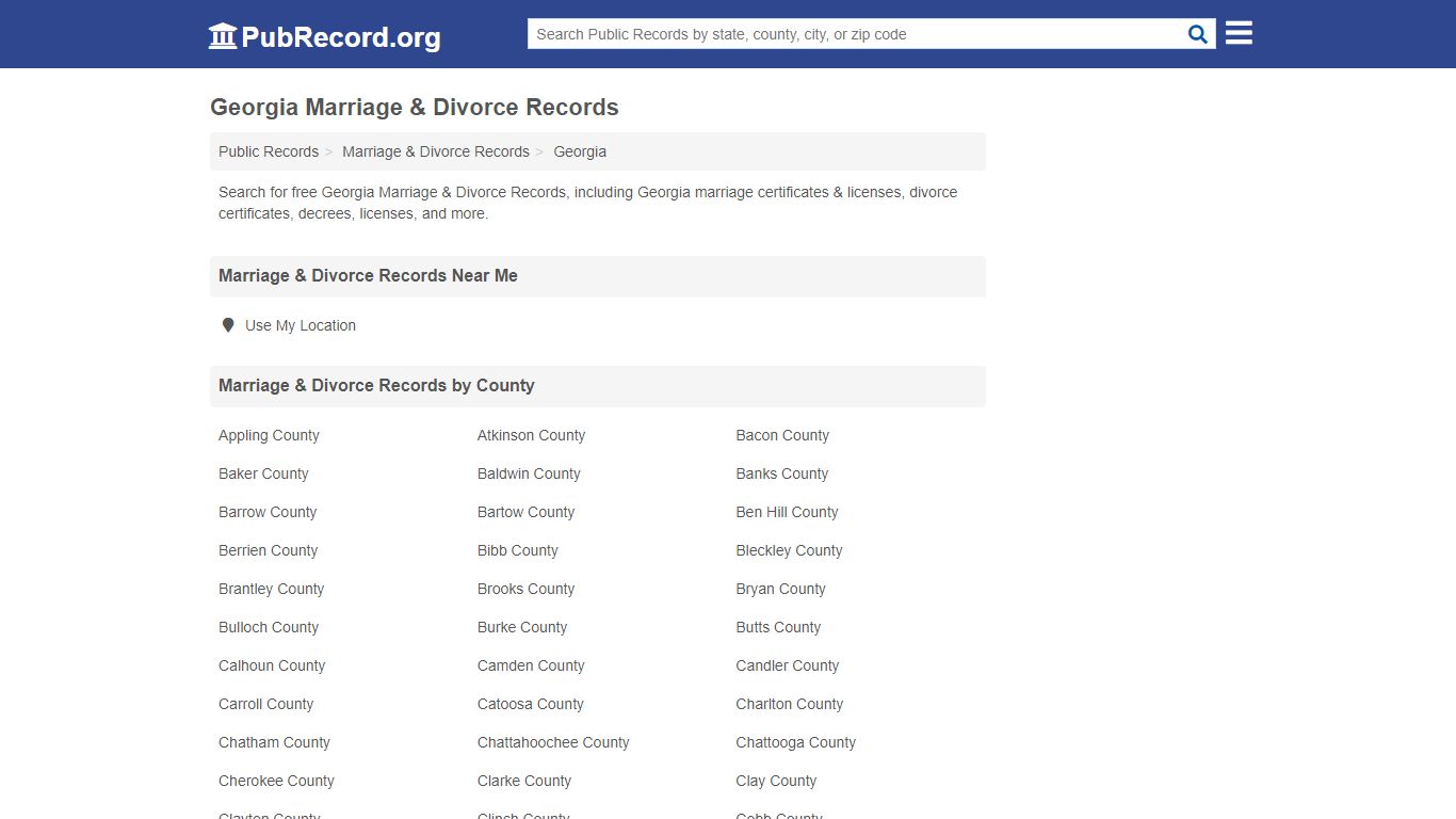 Free Georgia Marriage & Divorce Records - PubRecord.org